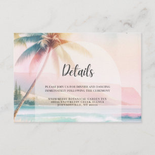 Beach Ocean Palm Tree Destination Wedding Enclosure Card