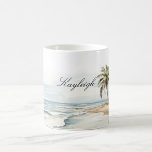 Beach Ocean Palm Tree Wedding Coffee Mug