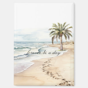 Beach Ocean Palm Tree Wedding Magnet