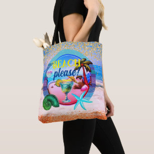 Beach ocean palms sand personalised Tote
