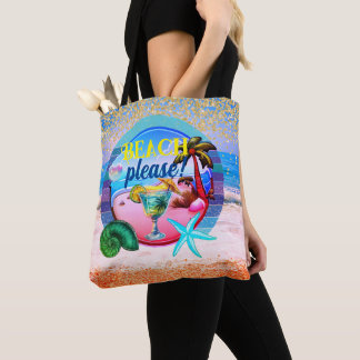 Beach ocean palms sand personalised Tote