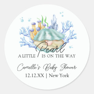 Beach Ocean Pearl Under The Sea Baby Shower Classic Round Sticker