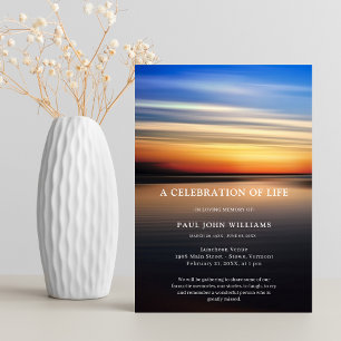 Beach Ocean Photo Celebration of Life Funeral Grey Invitation