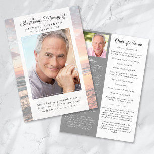 Beach Ocean Photo Memorial Service Program Invitation