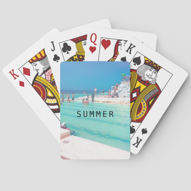 Beach Ocean Pool Blue Aqua Personal Playing Cards (Back)