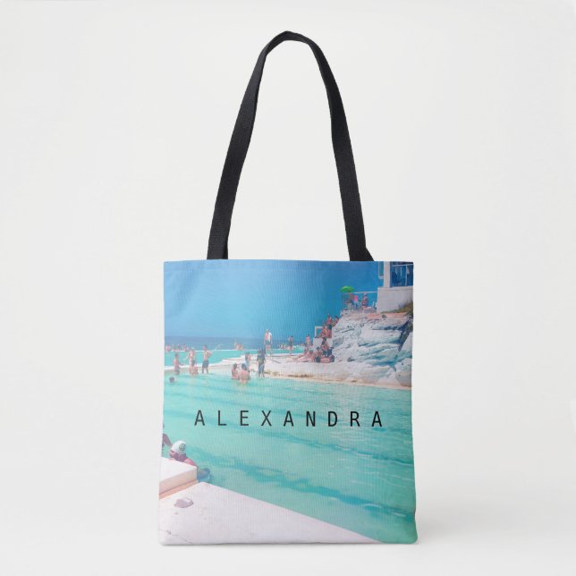 Beach Ocean Pool Summer Blue Aqua Tote Bag (Front)