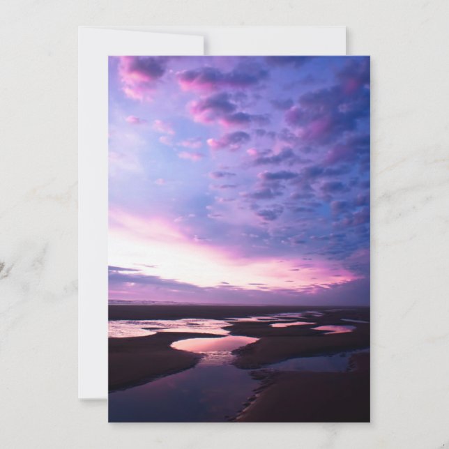 Beach Ocean Purple Sunset Photography Art (Front)