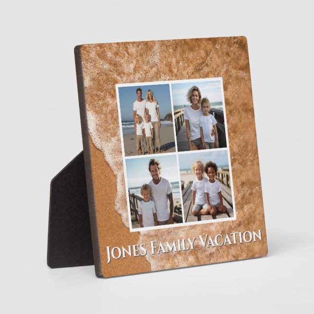 Beach ocean sand surf personalise photo template plaque (Front)