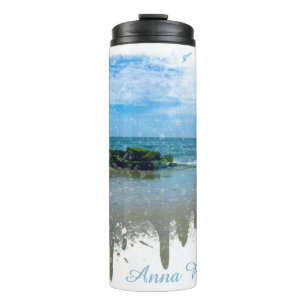 *~* Beach Ocean Sea Nautical Abstract Drip Thermal Tumbler