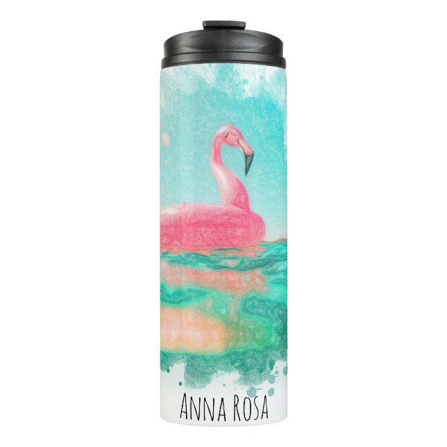 *~* Beach Ocean Sea Nautical Artsy Flamingo Toy Thermal Tumbler (Front)
