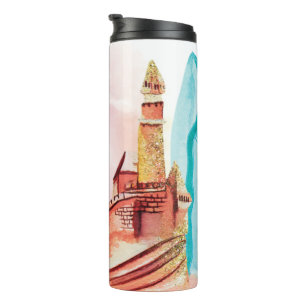 *~* Beach Ocean Sea Nautical SandCastle Surf Board Thermal Tumbler