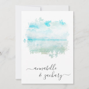*~* Beach Ocean Sea + RSVP - QR AR7 Wedding Invitation