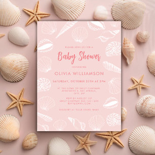 Beach Ocean Sea Shells Girls Baby Shower Postcard