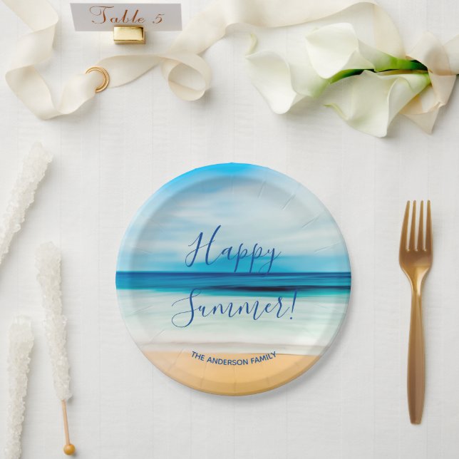 Beach ocean sea summer party paper plate (Wedding)