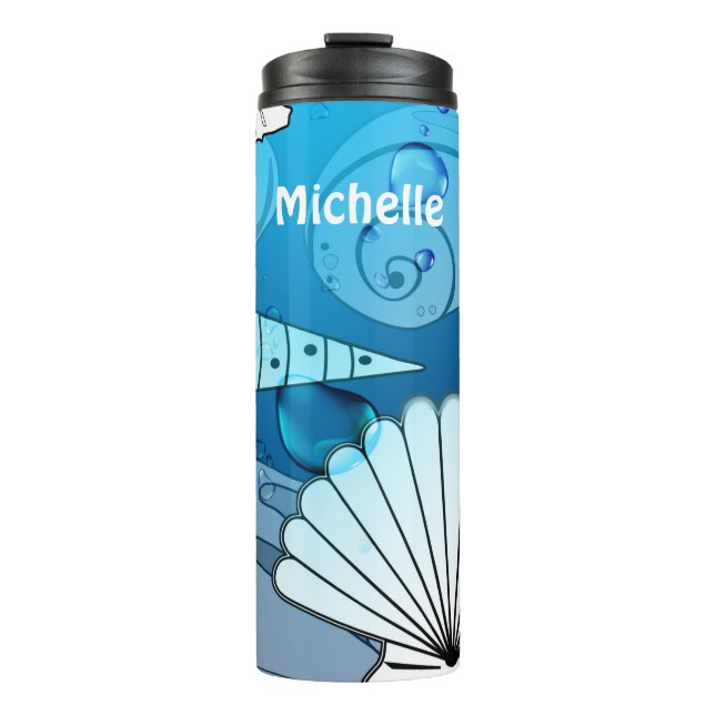 Beach Ocean Seashells Personalised Custom Thermal Tumbler (Front)