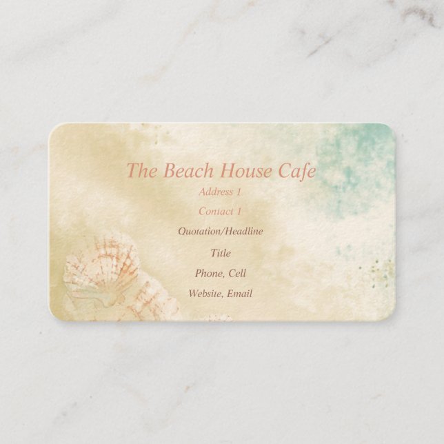 Beach Ocean Seaside art Business Card Cafe (Front)