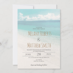 Beach Ocean Seaside Beach Themed Wedding Invitation