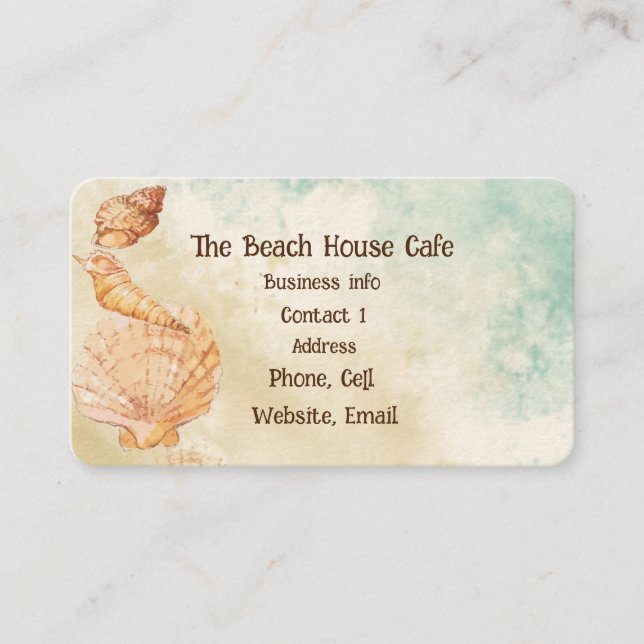 Beach Ocean Seaside Watercolor Ocean Sea Sand Business Card (Front)
