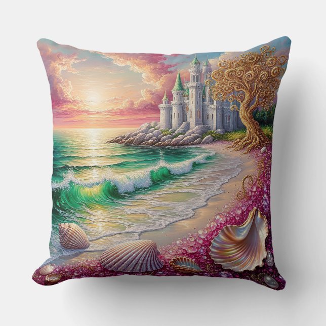 🌸 Beach Ocean Shell Coastal Dream Style 🌸 Cushion (Front)