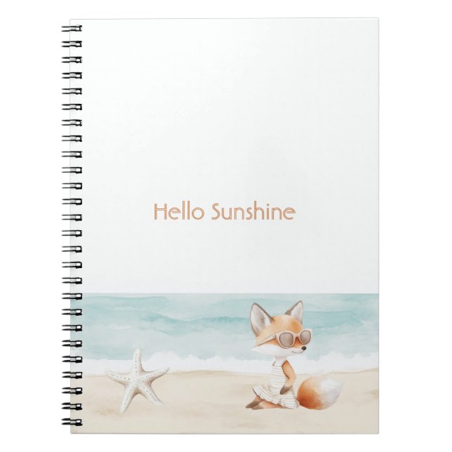 Beach Ocean Starfish Fox Hello Sunshine Notebook (Front)