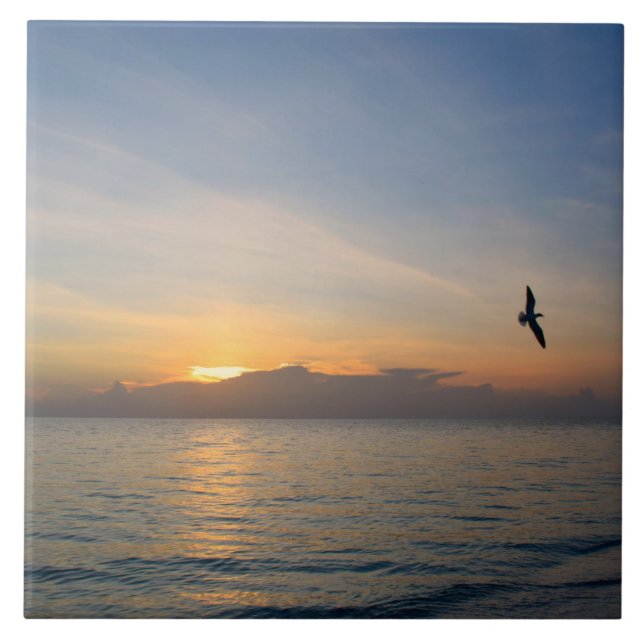 Beach Ocean Sunset Photo 195 Tile (Front)