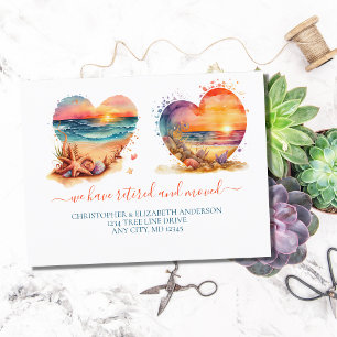 Beach Ocean Sunset Retirement Moving  Announcement Postcard