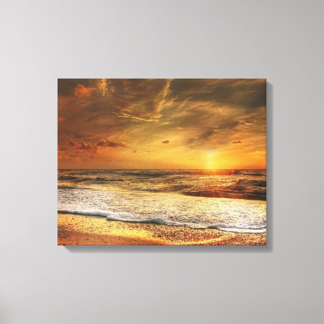 Beach Ocean Sunset Sunrise Photography Canvas Prin (Front)