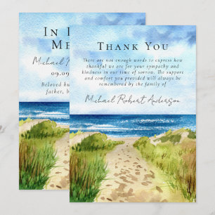 Beach Ocean Tribute Sympathy Funeral  Thank You Card