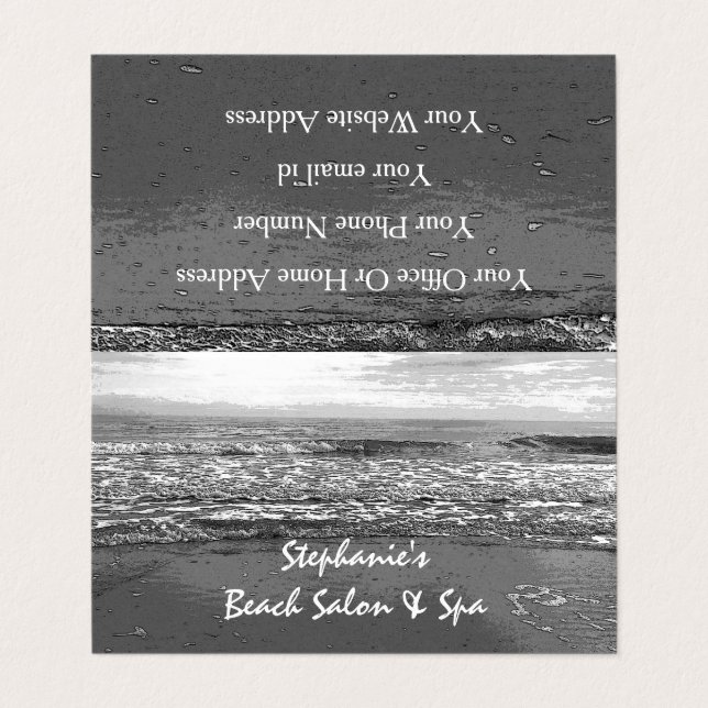 Beach Ocean Tropical Black White Artsy Cool Business Card (Outside Unfolded)