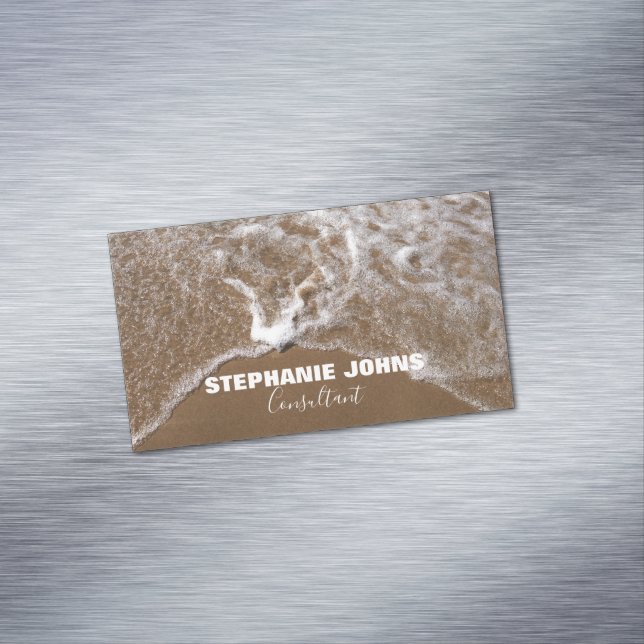 Beach Ocean Tropical Custom Name Consultant Trendy Magnetic Business Card (In Situ)