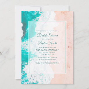 Beach Ocean Tropical Teal Bridal Shower Invitation