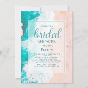 Beach Ocean Turquoise Tan Coastal Bridal Shower  Invitation