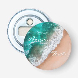 Beach ocean water on seashore sand tropical summer bottle opener