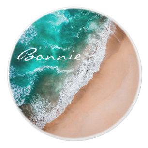 Beach ocean water on seashore sand tropical summer ceramic knob