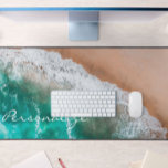 Beach ocean water on seashore sand tropical summer desk mat<br><div class="desc">Where the turquoise ocean waters meet the beach sand on the oceanfront shoreline. I calming summer tropical carribean design.</div>