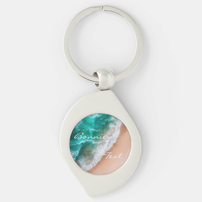 Beach ocean water on seashore sand tropical summer key ring (Front)