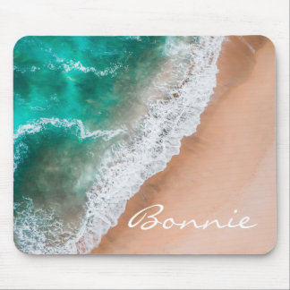 Beach ocean water on seashore sand tropical summer mouse mat