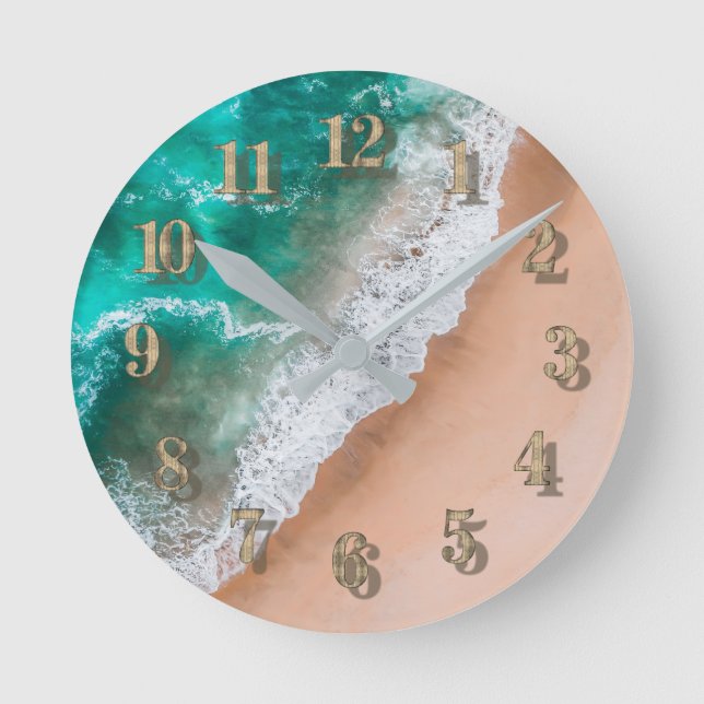 Beach ocean water on seashore sand tropical summer round clock (Front)