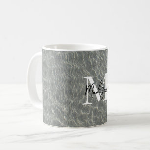 Beach Ocean Water Ripples & Sand Monogrammed Coffee Mug