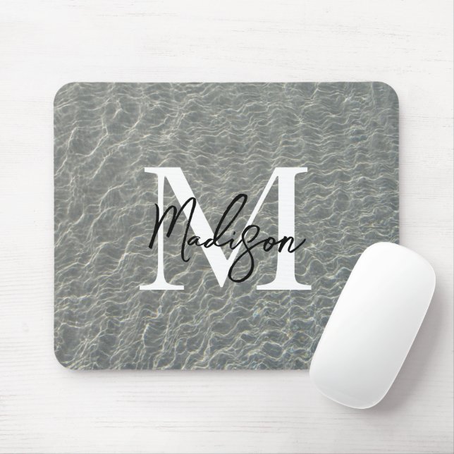 Beach Ocean Water Ripples & Sand Monogrammed  Mouse Mat (With Mouse)