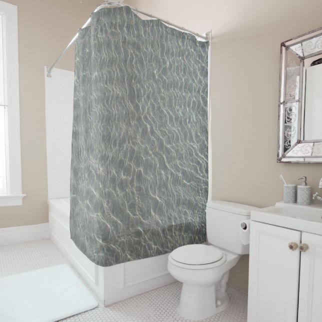 Beach Ocean Water Ripples & Sand  Shower Curtain (In Situ)