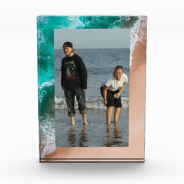 Beach ocean water seashore sand tropical summer photo block (Front)