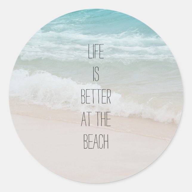 Beach Ocean Waves   Classic Round Sticker (Front)