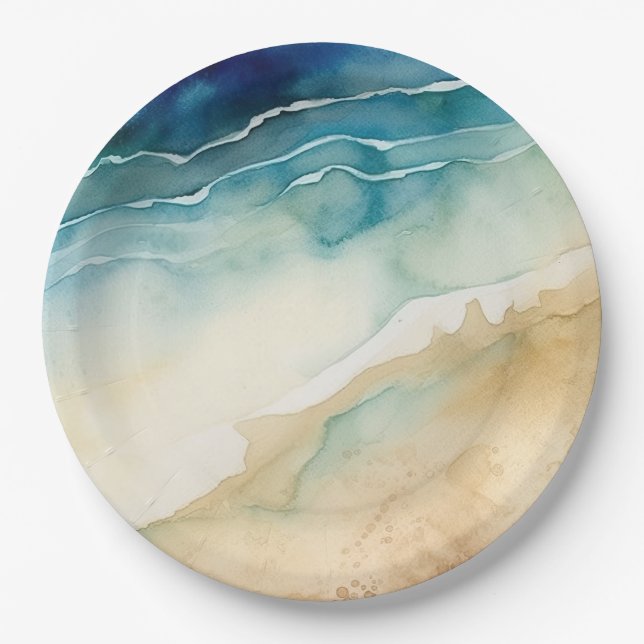 Beach Ocean Waves Paper Plate (Front)