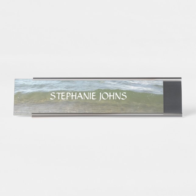 Beach Ocean Waves Water Abstract Custom Name Cool Desk Name Plate (Front)