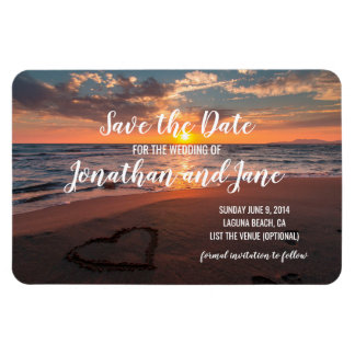 Beach Ocean Wedding Heart Deluxe Save the Date Magnet