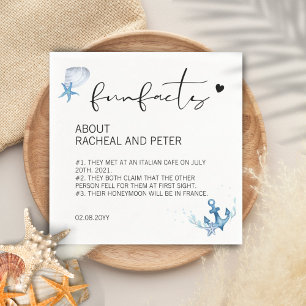 Beach Ocean Wedding Script Simple Fun Facts  Napkin