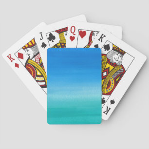 Beach Ombre Blue Green Watercolor Playing Cards