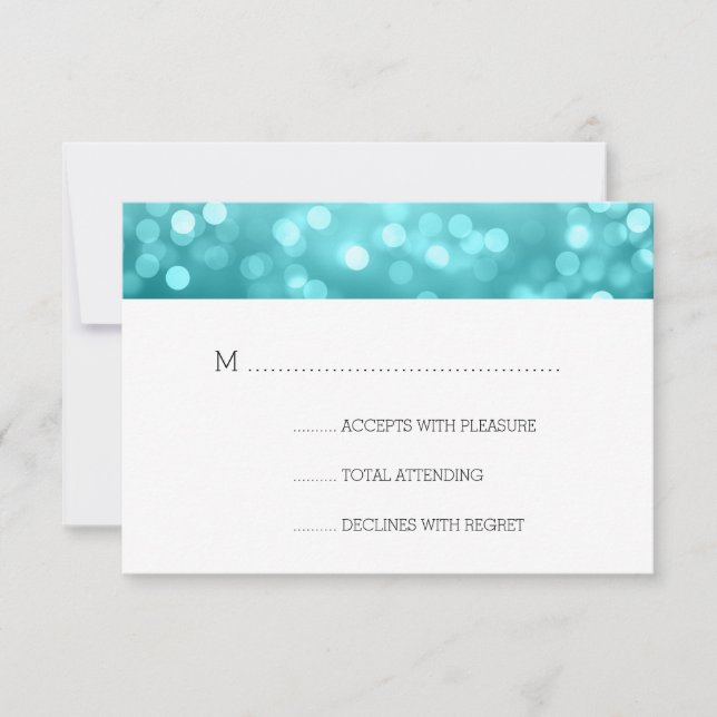 Beach Ombre Bokeh Lights Elegant Wedding RSVP (Front)