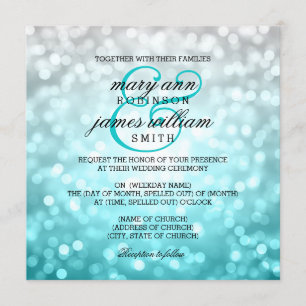 Beach Ombre Bokeh Lights Summer Wedding Invitation